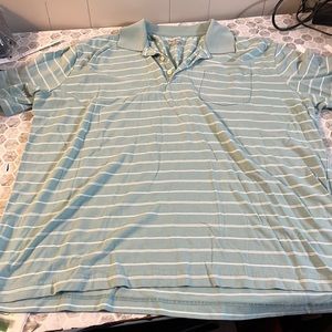 Merona XL Blue White Striped Short Sleeve Pocket Polo Style Shirt